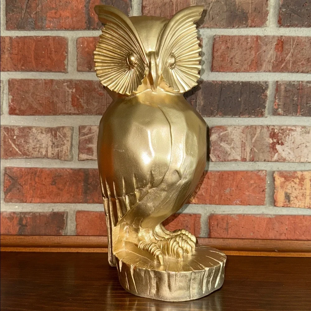Gold Owl Resin Statue 13 inch Bird Figurine